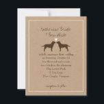 Chocolate Labrador Retrievers Wedding Invitation Kaart<br><div class="desc">Chocolade Labrador Retriever Silhouettes die elkaar met hart tegemoet komen. Een leuke trouwaankondiging voor Chocolate Lab-liefhebbers! Kies uit verschillende papiertypen. Bezoek Jenn's Doodle World voor nog meer trouwplanningsproducten met dit Labradors-ontwerp en nog meer hondenras bruiloft,  behalve de datumkaarten en uitnodigingen.</div>