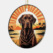 Chocolate Labrador Retro Sunset Dog Lover Keramisch Ornament (Links)