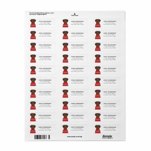 Chocolate Labrador Return Address Labels (Full Sheet)
