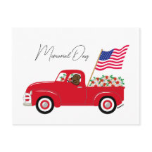 Chocolate Labrador Rode Vrachtwagen Memorial Day