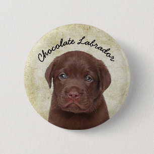 Chocolate Labrador Ronde Button 5,7 Cm