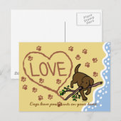 Chocolate Labrador Sand Letters Cartoon Briefkaart (Voorkant / Achterkant)