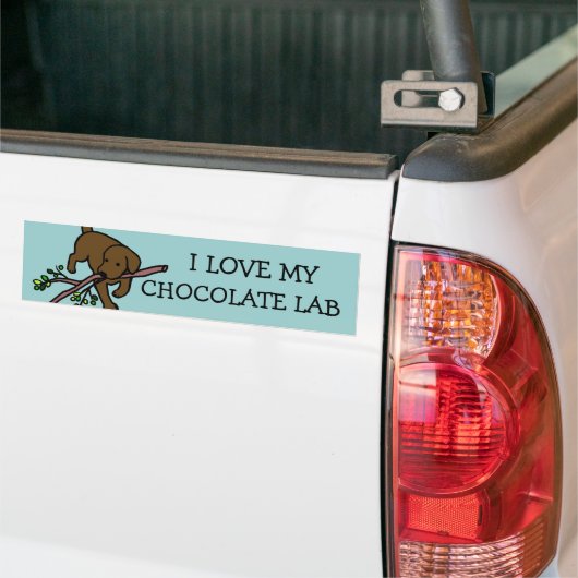 Chocolate Labrador Sand Letters Cartoon Bumpersticker (Op Truck)