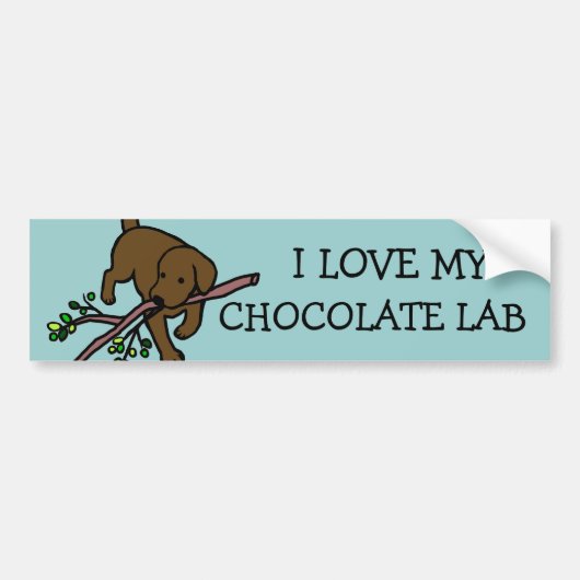 Chocolate Labrador Sand Letters Cartoon Bumpersticker (Voorkant)