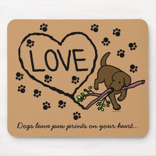 Chocolate Labrador Sand Letters Cartoon Muismat (Voorkant)