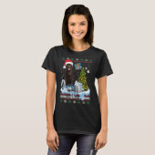 Chocolate Labrador Santa Hat Ugly Kerstmis T-shirt (Voorkant volledig)