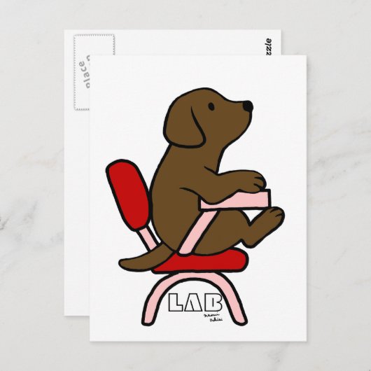 Chocolate Labrador Student 1 Cartoon Briefkaart (Voorkant / Achterkant)