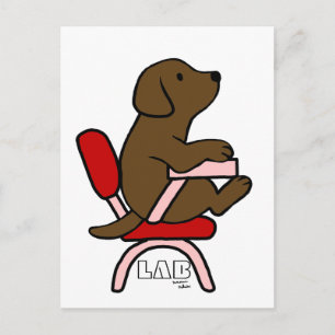 Chocolate Labrador Student 1 Cartoon Briefkaart