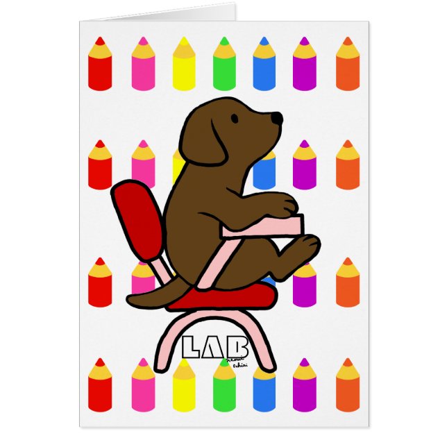 Chocolate Labrador Student 1 Cartoon Pencils (Voorkant)