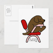 Chocolate Labrador Student 2 Cartoon Briefkaart (Voorkant / Achterkant)