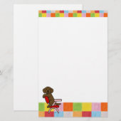 Chocolate Labrador Student 3 Mosaic Briefpapier (Voorkant / Achterkant)