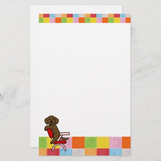 Chocolate Labrador Student 3 Mosaic Briefpapier (Voorkant / Achterkant)