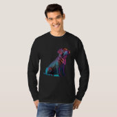 Chocolate Labrador Synthwave 80s Retrowave Aesthet T-shirt (Voorkant volledig)