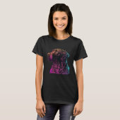 Chocolate Labrador Synthwave 80s Retrowave Estheti T-shirt (Voorkant volledig)