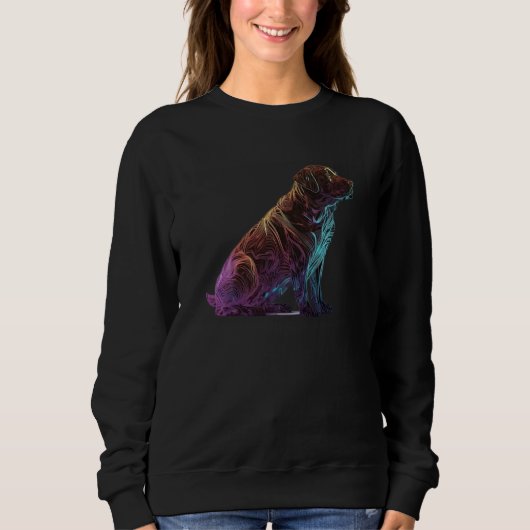 Chocolate Labrador Synthwave 80s Retrowave Estheti Trui (Voorkant)