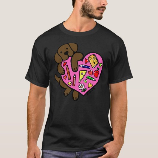 Chocolate Labrador Teacher S Heart T-shirt (Voorkant)