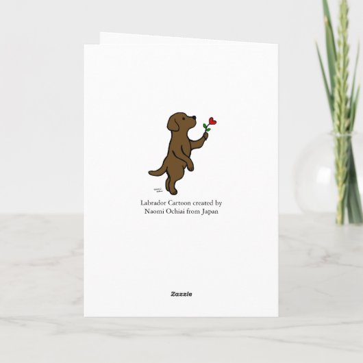 Chocolate Labrador Tiny Heart Flower Cartoon Bedankkaart (Achterkant)