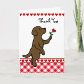 Chocolate Labrador Tiny Heart Flower Cartoon Bedankkaart (Voorkant)