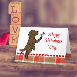 Chocolate Labrador Tiny Heart Flower Valentijn Feestdagen Kaart
