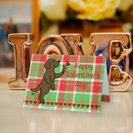 Chocolate Labrador Tiny Heart Flower Valentijn Feestdagen Kaart