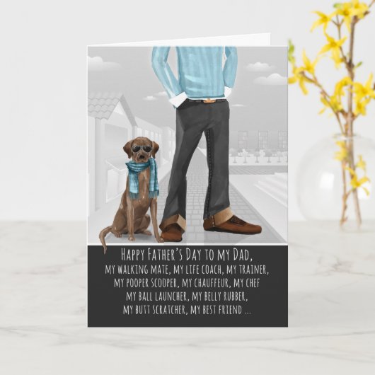 Chocolate Labrador uit de Dog-Vaderdag Kaart (Gele Bloem)