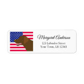 Chocolate Labrador US Flag Retouradres Etiket (Voorkant)