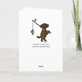 Chocolate Labrador Vissende Cartoon Kaart (Achterkant)