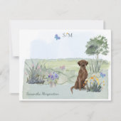 Chocolate Labrador Win Dog Monogram & Naam terug   Notitiekaartje (Voorkant)