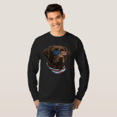 Chocolate Labrador With USA Sunglasses And Flag  1 T-shirt (Voorkant volledig)