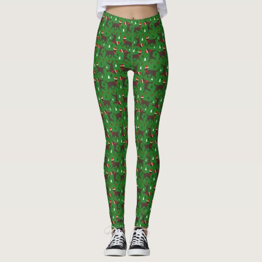 Chocolate Labs Labrador Retrievers kerstkerstman Leggings (Voorkant)