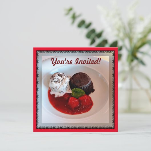 Chocolate Lava-Cake - aardbeien en ijskap Kaart (Staand voorkant)