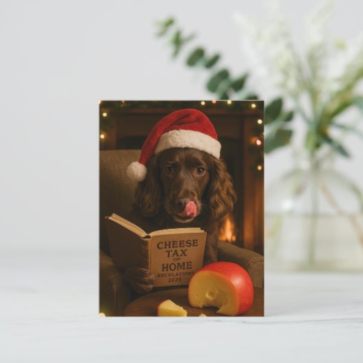 Chocolate /liver cocker spaniel Christmas postcard Briefkaart (Staand voorkant)
