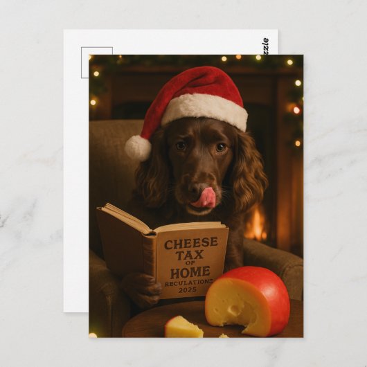 Chocolate /liver cocker spaniel Christmas postcard Briefkaart (Voorkant / Achterkant)