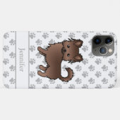 Chocolate Long Coat Chihuahua Cartoon Hond & Naam Case-Mate iPhone Case (Achterkant (horizontaal))