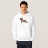 Chocolate Long Hair Dachshund Cute Cartoon Dog Hoodie (Voorkant volledig)