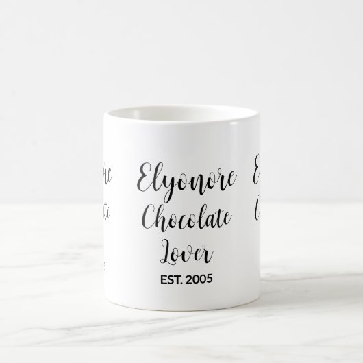 Chocolate Lover Black Script Personalized Name Est Koffiemok (Center)