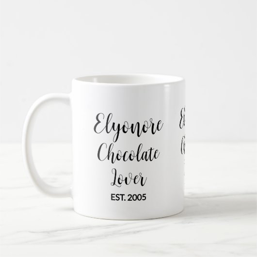 Chocolate Lover Black Script Personalized Name Est Koffiemok (Links)