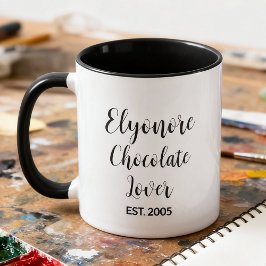 Chocolate Lover Black Script Personalized Name Est Mok