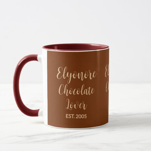 Chocolate Lover Cream Script Personalized Name Est Mok (Links)