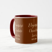 Chocolate Lover Cream Script Personalized Name Est Mok (Voorkant links)