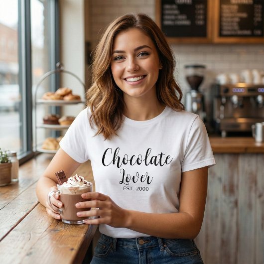 Chocolate Lover Script Established Design T-shirt