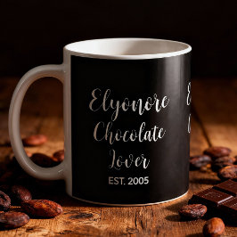 Chocolate Lover White Script Personalized Name Est Koffiemok