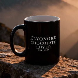 Chocolate Lover White Script Personalized Name Est Koffiemok