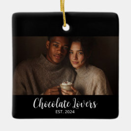 Chocolate Lovers Couple Established Photo Gift Keramisch Ornament