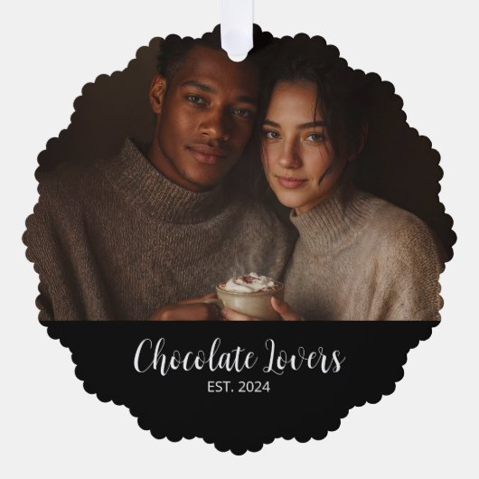 Chocolate Lovers Couple Established Photo Gift Ornament Kaart (Voorkant)