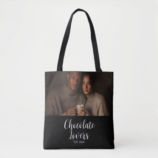 Chocolate Lovers Couple Established Photo Gift Tote Bag (Voorkant)