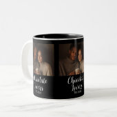 Chocolate Lovers Couple Established Photo Gift Tweekleurige Koffiemok (Voorkant links)