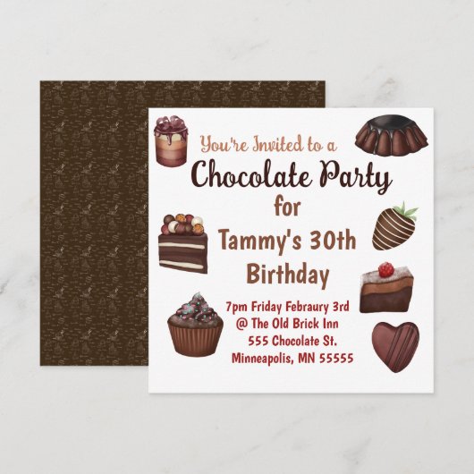Chocolate Lovers Party Kaart (Voorkant / Achterkant)