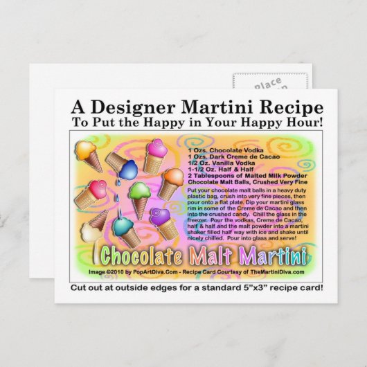 Chocolate Malt Ice Cream Martini Recept Briefkaart (Voorkant / Achterkant)