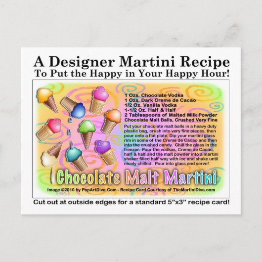 Chocolate Malt Ice Cream Martini Recept Briefkaart (Voorkant)
